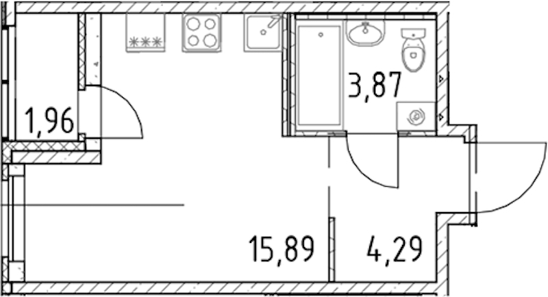 Квартира студия 24.05 м², 6/17 эт., ЖК «Город Первых»